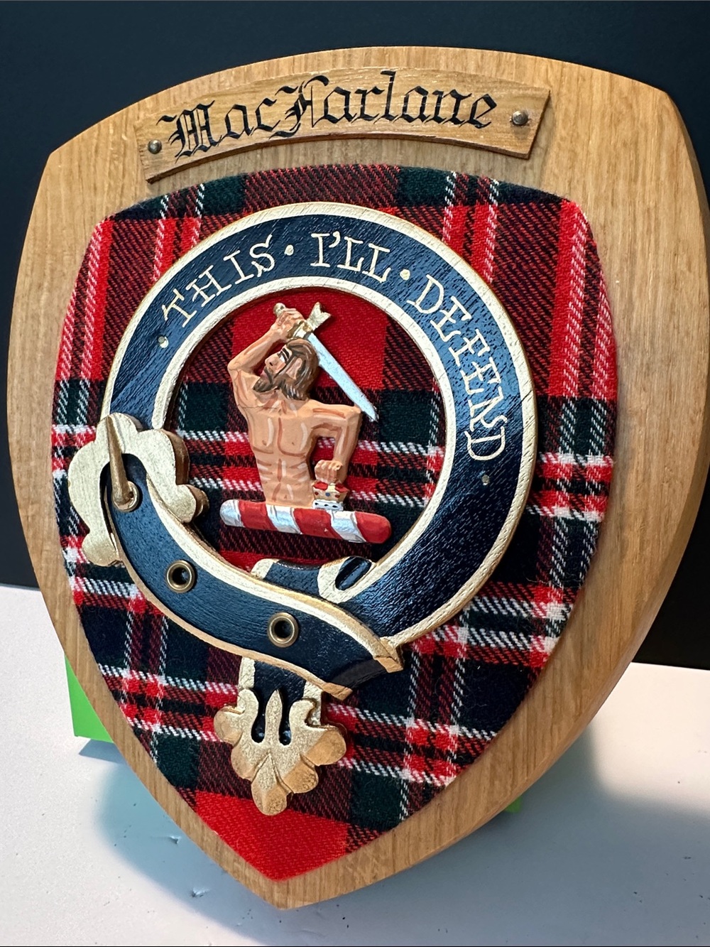 MacFarlane Wall Shield made by The Woodcarver - Scotland